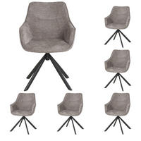 DININGSESSEL San Carlo - 6er Set - drehbar - hellgrau - Hellgrau/Schwarz, Textil/Metall (57/87/68cm) - bene living