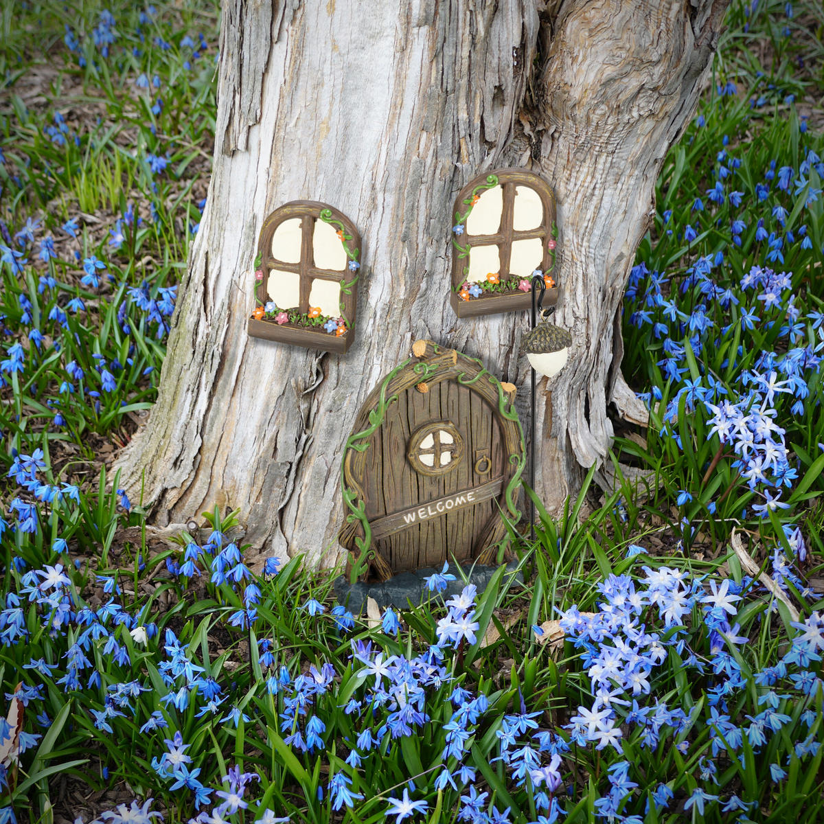 4-DIELNA súprava dverí pre víly - viacfarebná, plast (10/14/2cm) - Relaxdays