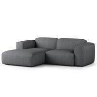 ECKSOFA mit XL-Longchair - Schwarz/Grau, Kunststoff/Textil (260/171cm) - home24