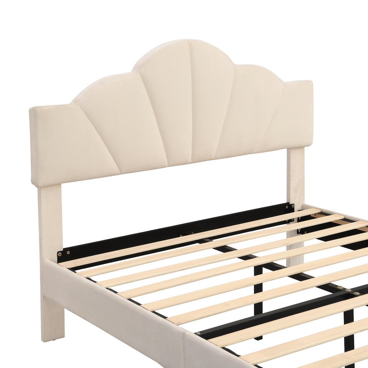 POLSTERBETT aus Samt 140x200 cm in Beige mit verstellbarem Kopfteil - Beige, Textil (140/200cm) - Modfu