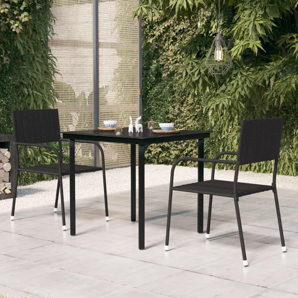 GARTENTISCH Tischarn 80/74/80 cm - Schwarz, Naturmaterialien (80/80/74cm) - ZMH
