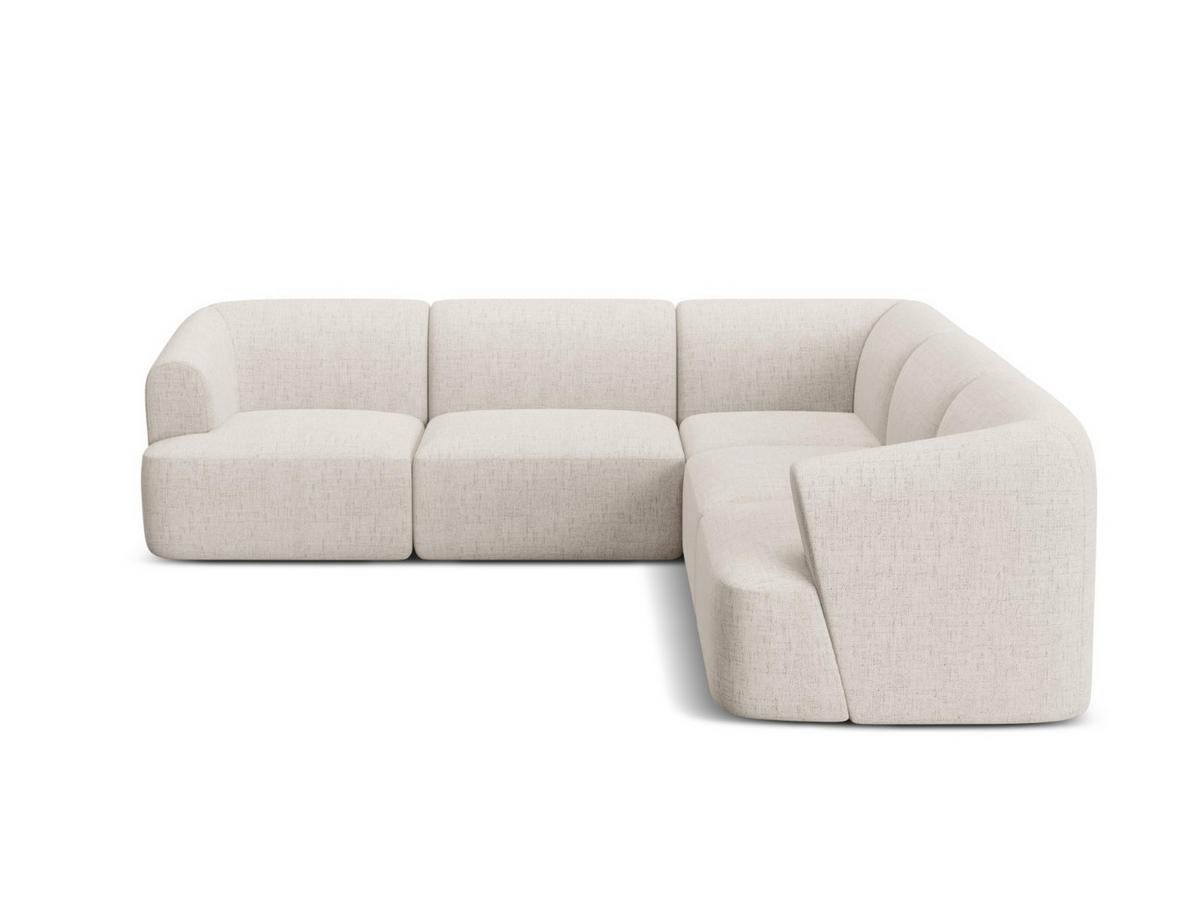 SYMMETRISCHES-MODULARES-ECKSOFA Campi aus strukturiertem Stoff leichtes beige 6 Sitzplätze - Creme, Textil (255/255cm) - Cosmopolitan Design