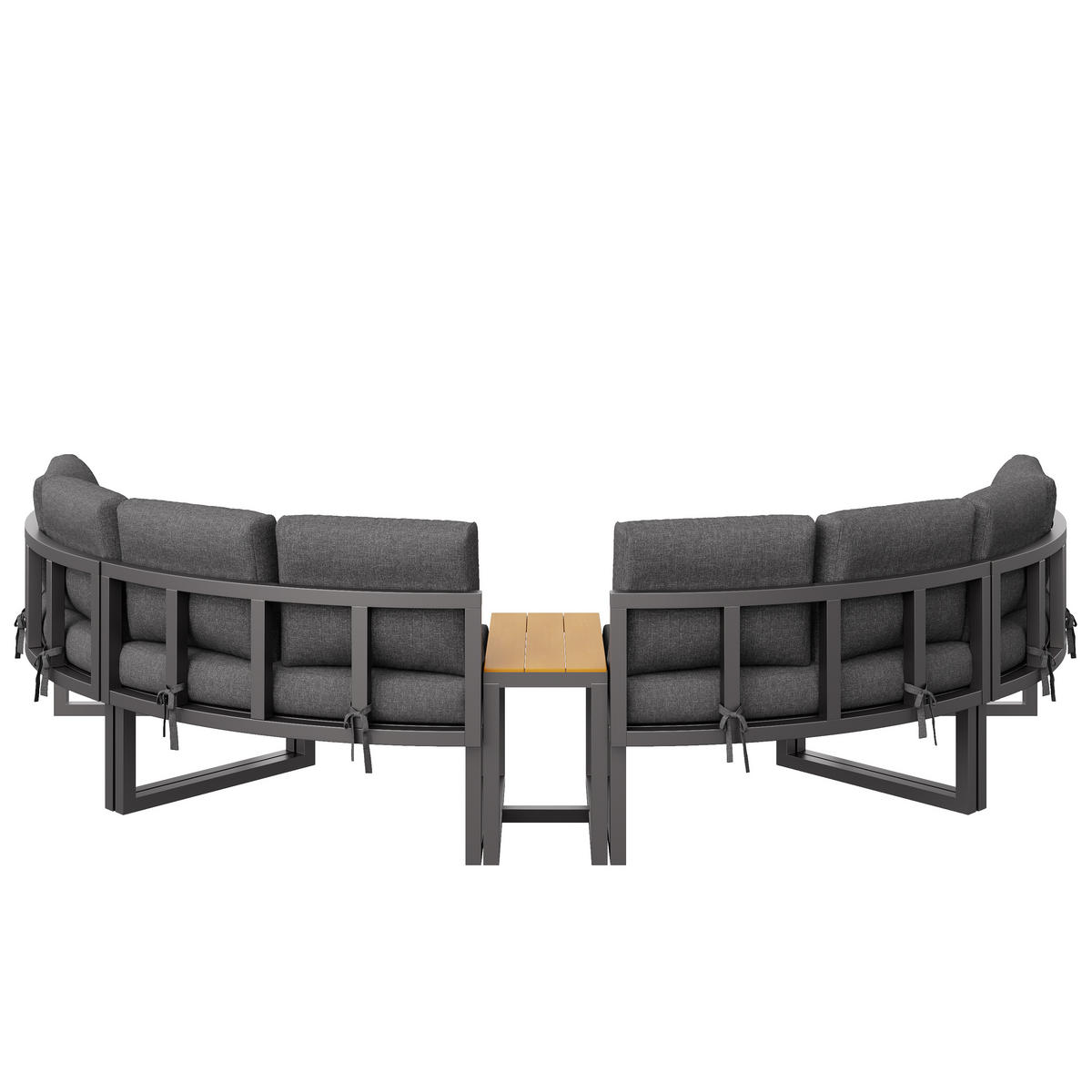 GARTENLOUNGE-SET Sitzgruppe für 4-6 Personen Gartensofa-Set mit Kissen verstellbar grau - Naturfarben/Grau, Holzwerkstoff/Textil - STILVORA