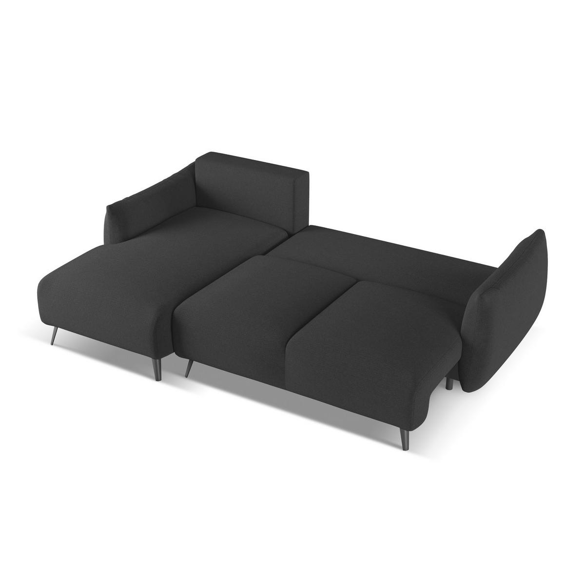 ECKSOFA mit Schlaffunktion Chenille Stoff Schwarz - Anthrazit/Schwarz, Textil/Metall (162/242cm) - LaMiaSofa
