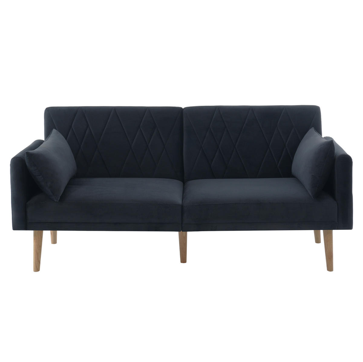 SCHLAFSOFA mit Schlaffunktion und verstellbaren Armlehnen Samt Schwarz 180/75/82 cm - Schwarz, Textil (180/82/75cm) - OKWISH
