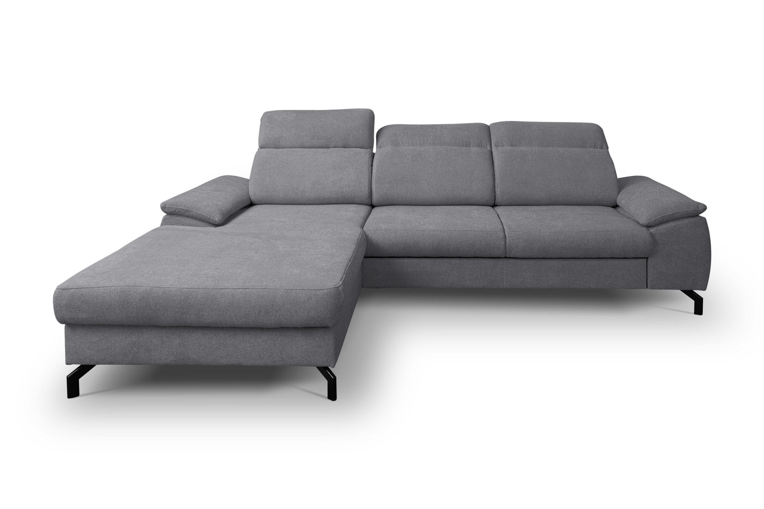 ECKSOFA MALIBU mit Schlaffunktion und Bettkasten, Farbe: Dunkelgrau, Velourstoff, Ottomane Links - Dunkelgrau, Textil (276/184cm) - VENASI MÖBEL