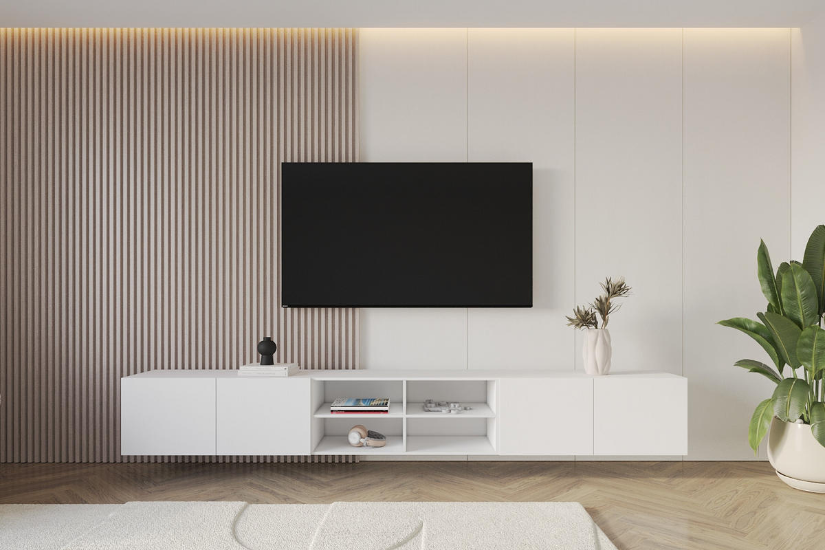 LOWBOARD ELIO-W 3x100x40x41 cm - Weiß - Weiß, Holzwerkstoff (300/40/41cm) - ALTDECOR