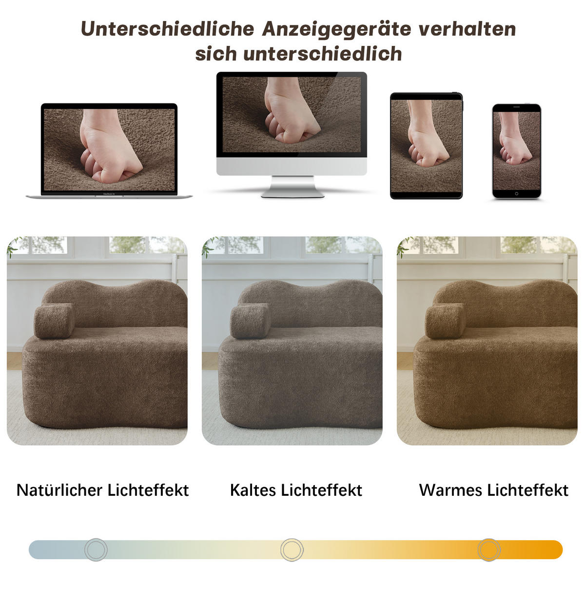 SOFA 384/98/70 cm in Braun aus Samt mit tiefer Sitzfläche - Braun, Textil (98/70/384cm) - Flora Grace
