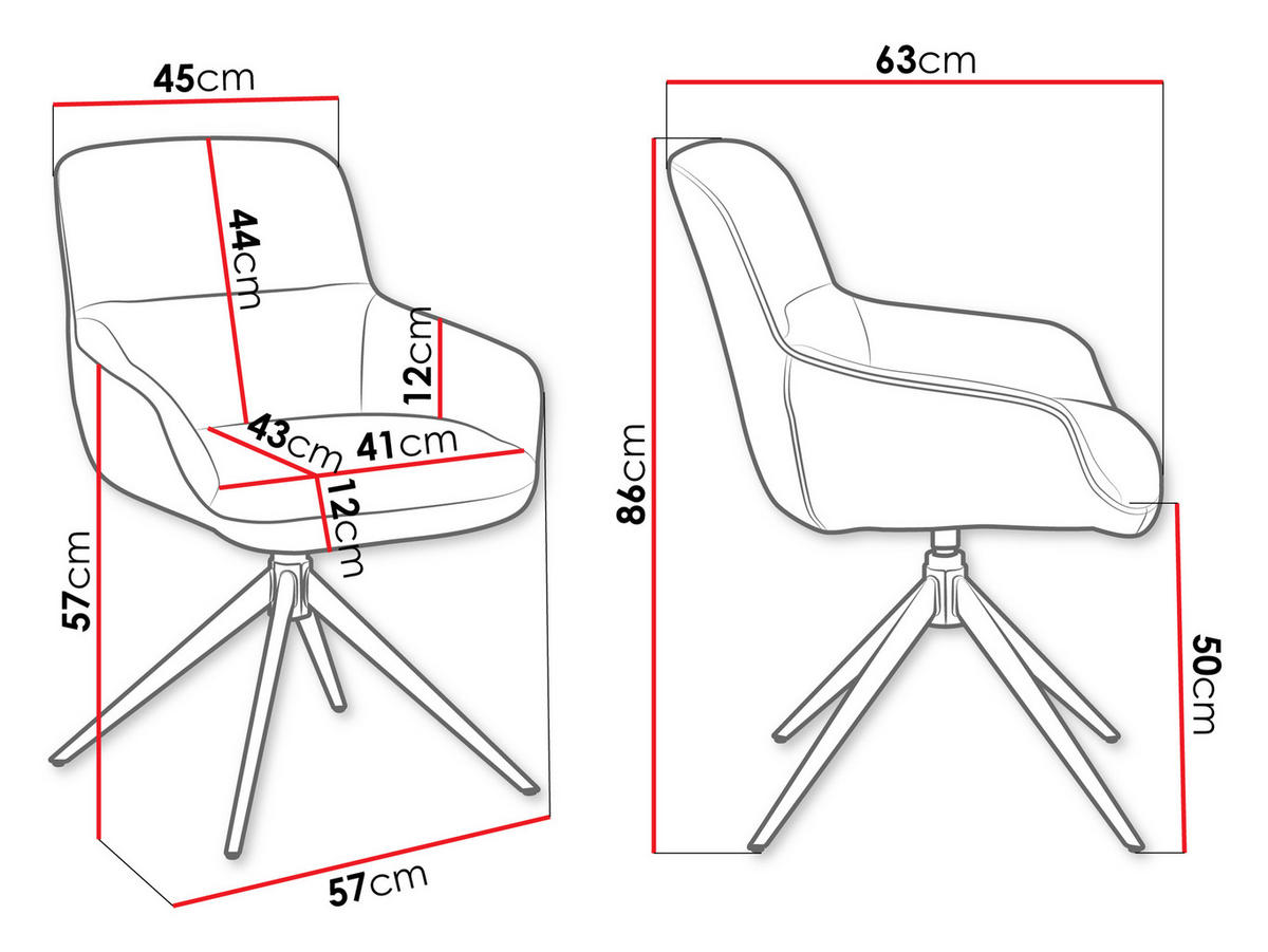 DREHSESSEL-SET Bokiz 3615/GL (2 Stück) - Goldfarben/Grau, Textil/Metall (57/86/63cm) - MIRJAN24