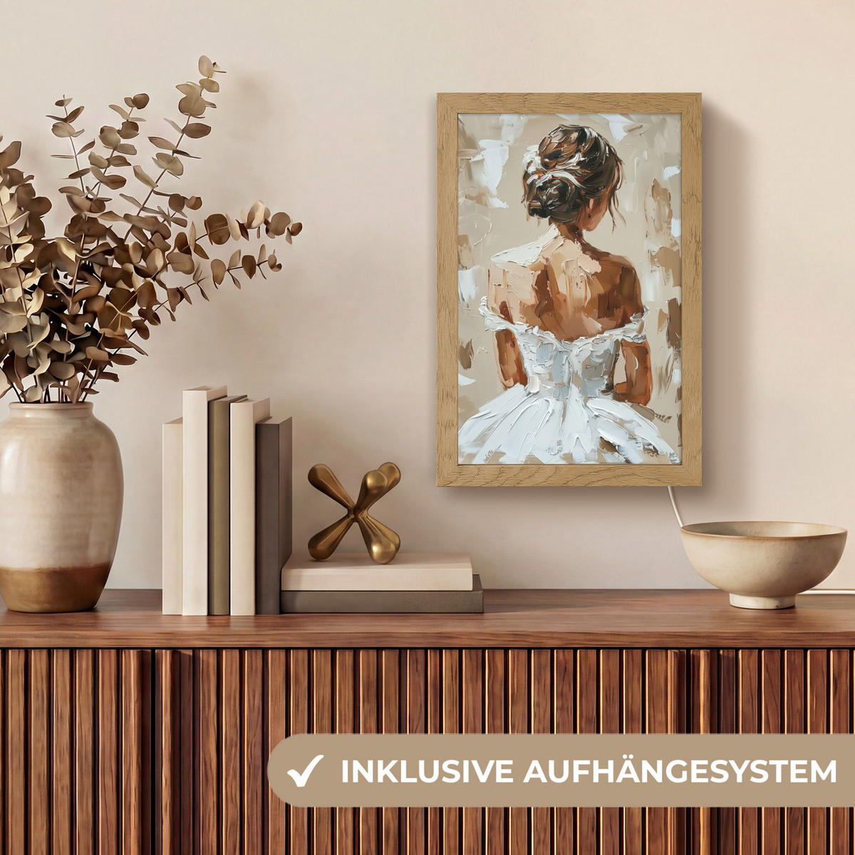 TISCHLEUCHTE Frau - Farbe - Abstrakt - Beige - Modern 20x30 cm - Brombeere, Holzwerkstoff (8/20/30cm) - OnlyWow