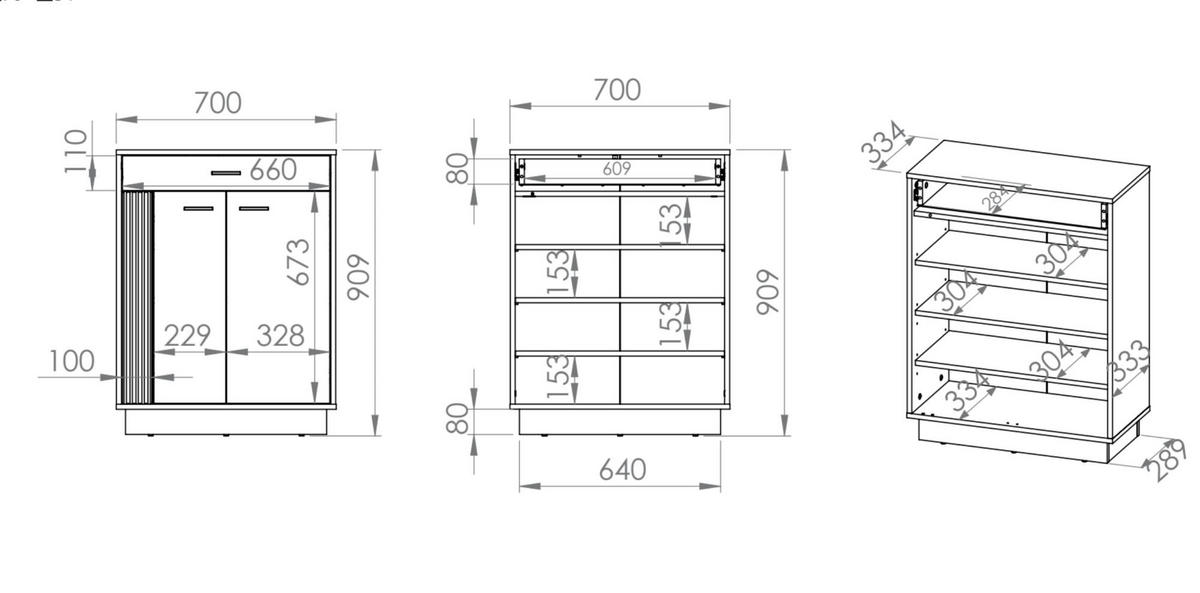 SIDEBOARD VASCO Beige 70x34x91 cm - Beige, Holzwerkstoff (70/91/34cm) - FURNLUX