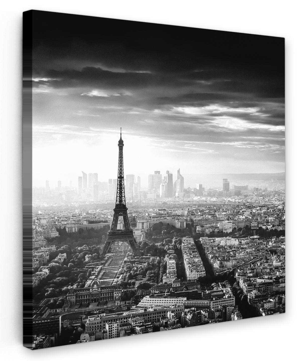LEINWANDBILD Paris - Skyline - Eiffelturm - Stadt - Wolken 20x20 cm - Dunkelgrau, Textil (20/20cm) - MuchoWow