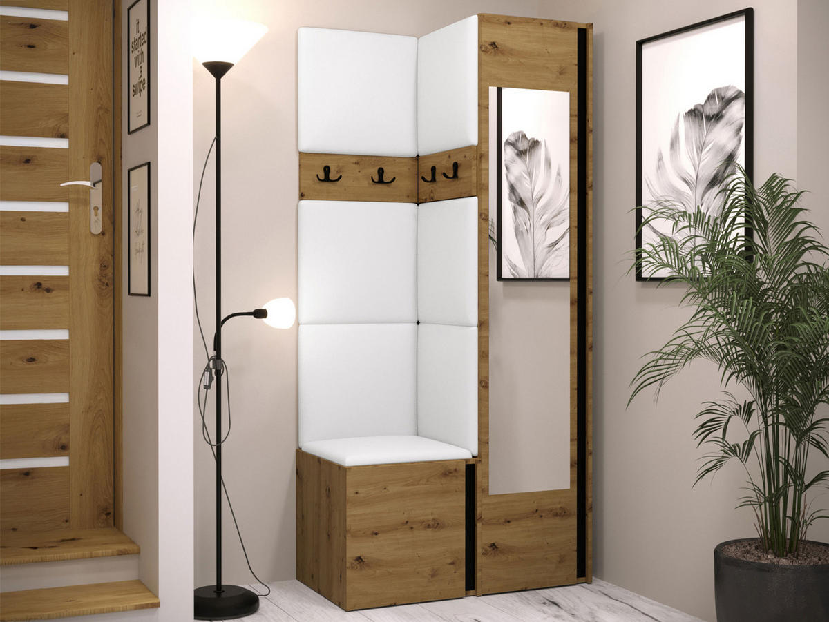 GARDEROBEN-SET Orion XXV - Eiche Artisan/Weiß, Holzwerkstoff/Kunststoff (82/186/46cm) - MIRJAN24