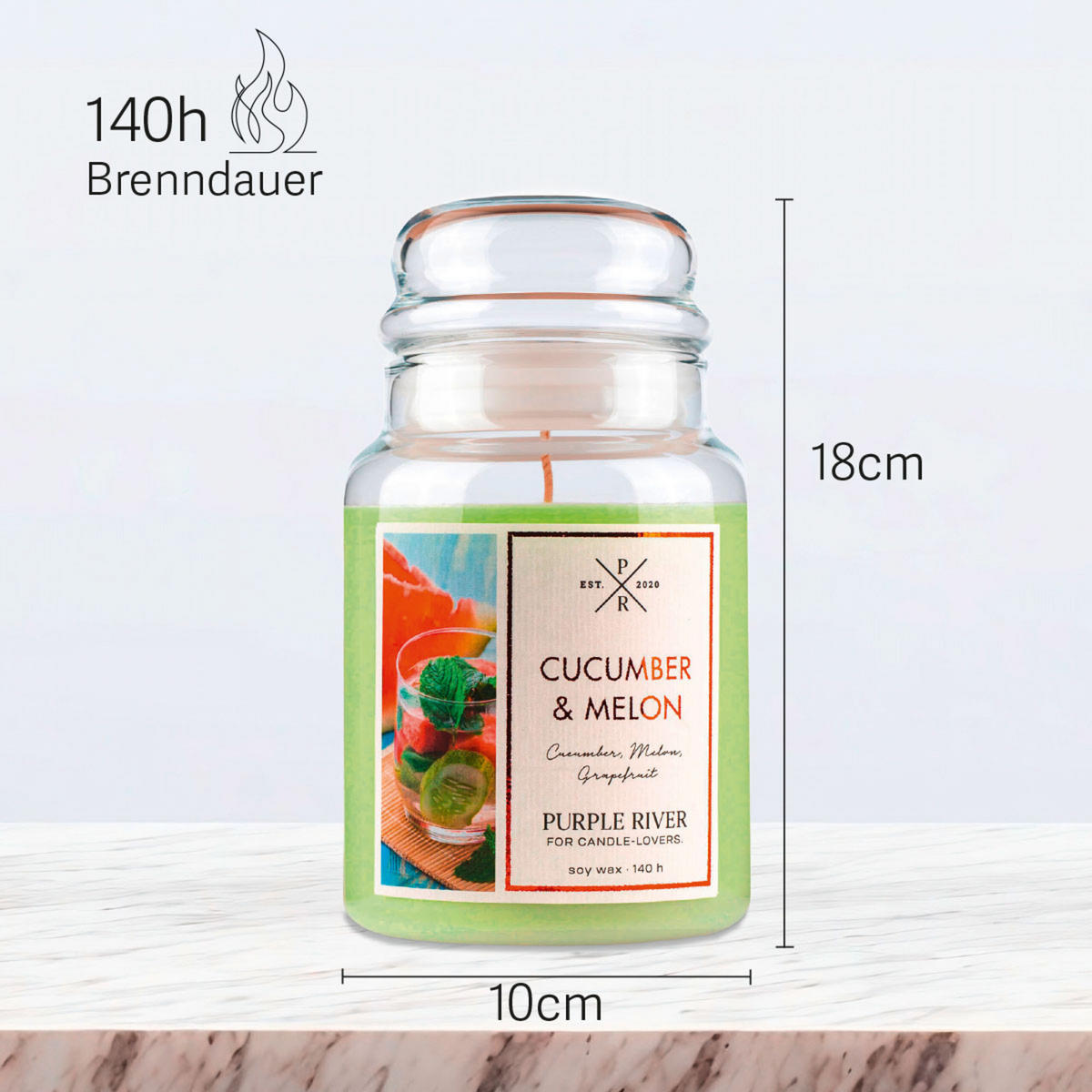 DUFTKERZE Purple River - Grün, Naturmaterialien/Glas (18cm)