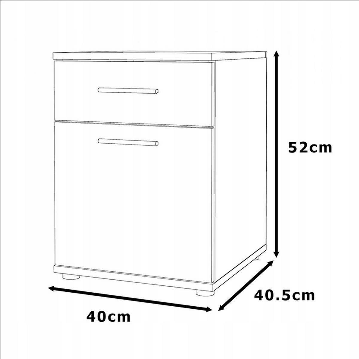 NACHTTISCH – Sonoma Eiche/Weiß Hochglanz - Weiß Hochglanz/Sonoma Eiche, Holz (40/52/40.5cm) - Stiv Meble