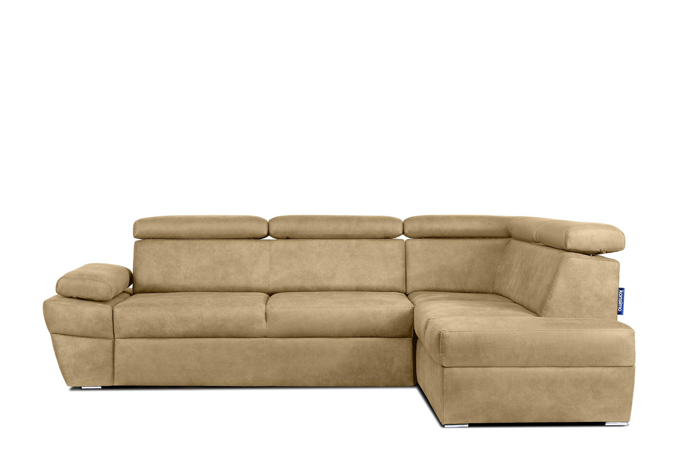 SCHLAFECKSOFA RATLO rechts 4/5-Sitzer mit Bettkasten in Lederoptik, gelb - Gelb/Silberfarben, Textil (270/190cm) - KONSIMO®