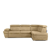 SCHLAFECKSOFA RATLO rechts 4/5-Sitzer mit Bettkasten in Lederoptik, gelb - Gelb/Silberfarben, Textil (270/190cm) - KONSIMO®