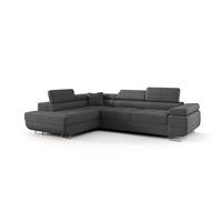 ECKSOFA EMILY mit Schlaffunktion Quelle 92 Links - Dunkelgrau, Textil (275/200cm) - Bedante