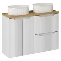 BADMÖBEL-SET 5 Teile - Nova White N BM35 in Weiß/Evoke Oak - Weiß/Eiche Artisan, Holz (120/57/40cm)