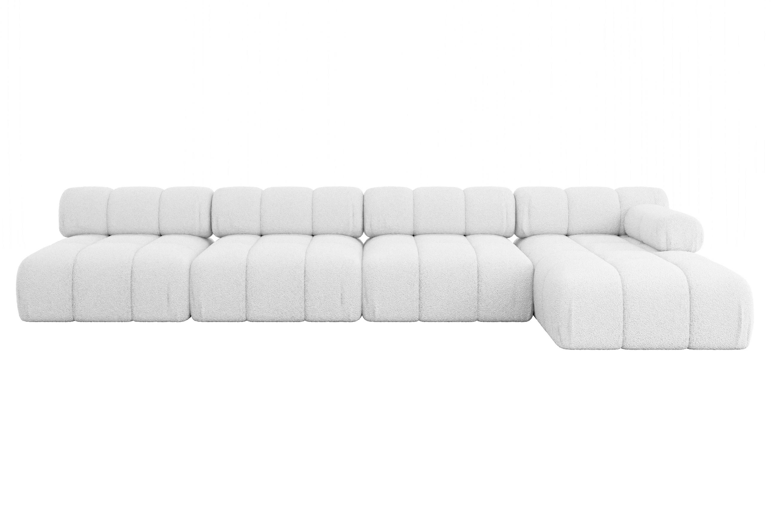 ECKSOFA modulares Sofa Razon-L3 - 380x160x70 cm Weiß Bouclé - Weiß, Holzwerkstoff/Textil (380/160cm) - ALTDECOR