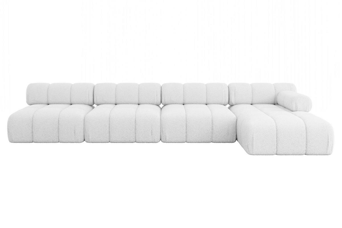 ECKSOFA modulares Sofa Razon-L3 - 380x160x70 cm Weiß Bouclé - Weiß, Holzwerkstoff/Textil (380/160cm) - ALTDECOR