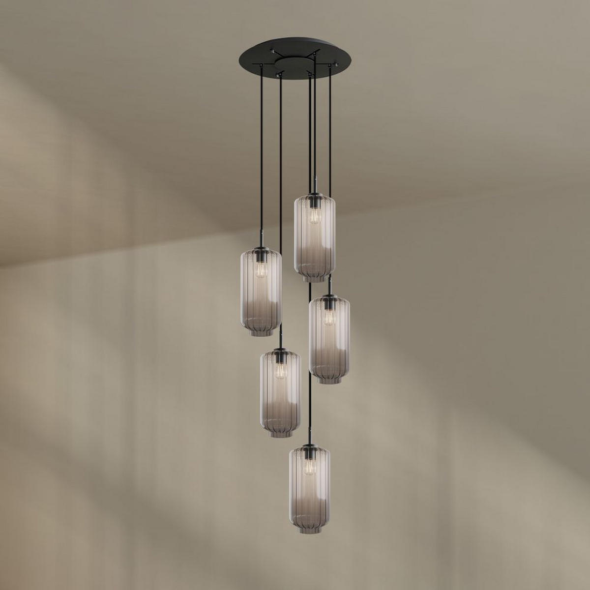 GALERIELEUCHTE Velo 5-flammig Klar Ø 18cm - Klar/Schwarz, Glas (18/18/33cm) - s.luce