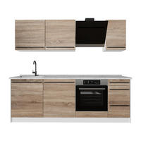 KÜCHENZEILE R-Line, Sonoma/Weiß, 220 cm Arbeitsplatte Marmor - Weiß/Sonoma Eiche, Holzwerkstoff (220/81.6/60cm) - Vicco