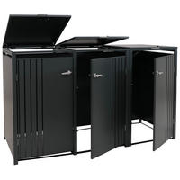 MÜLLTONNENBOX 3er mit Deckel HxBxT 122x200x84cm Anthrazit - Anthrazit, Metall (200/122/84cm) - PROREGAL
