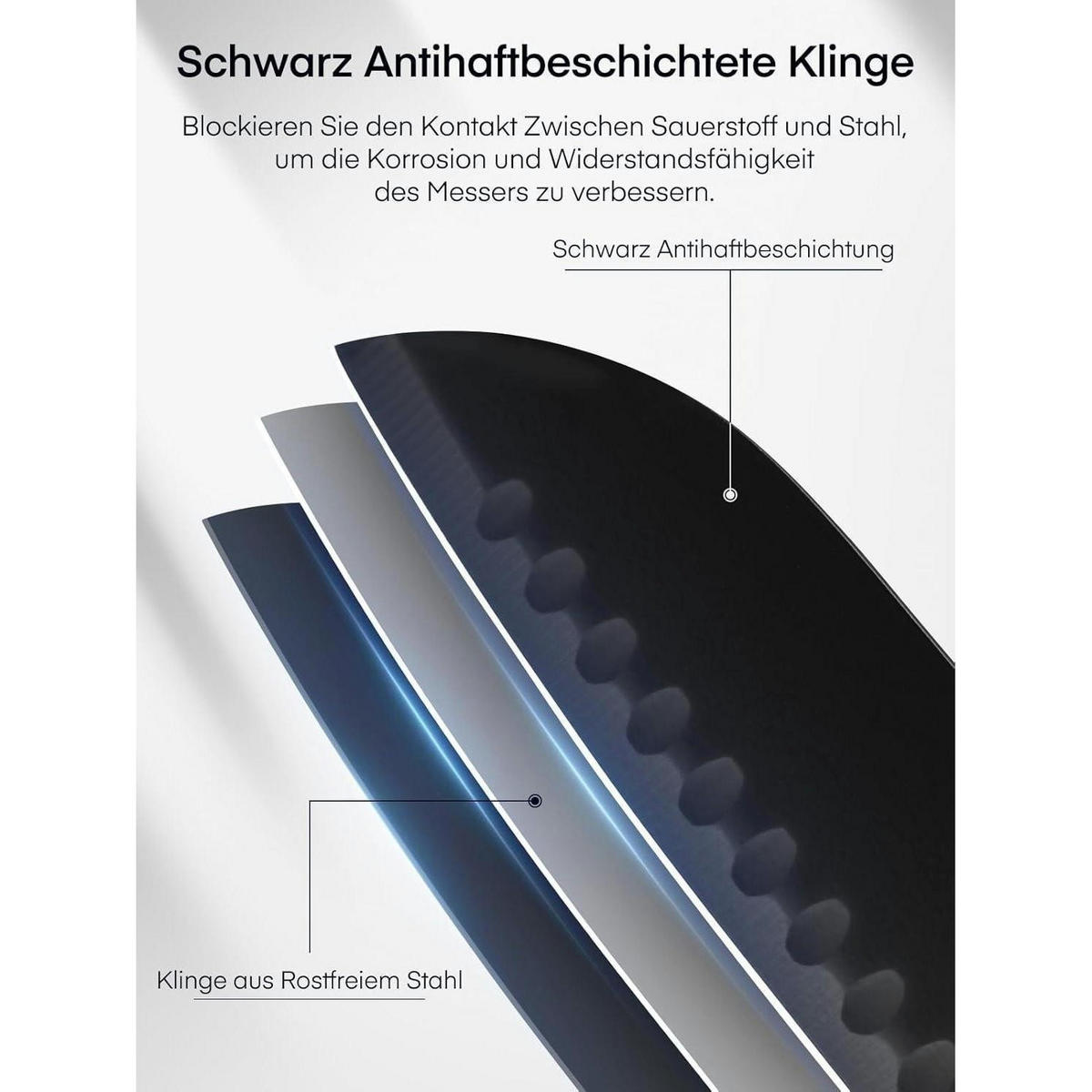 MESSERBLOCK 16-teiliges Set Schwarz mit Acrylhalter - Transparent, Metall