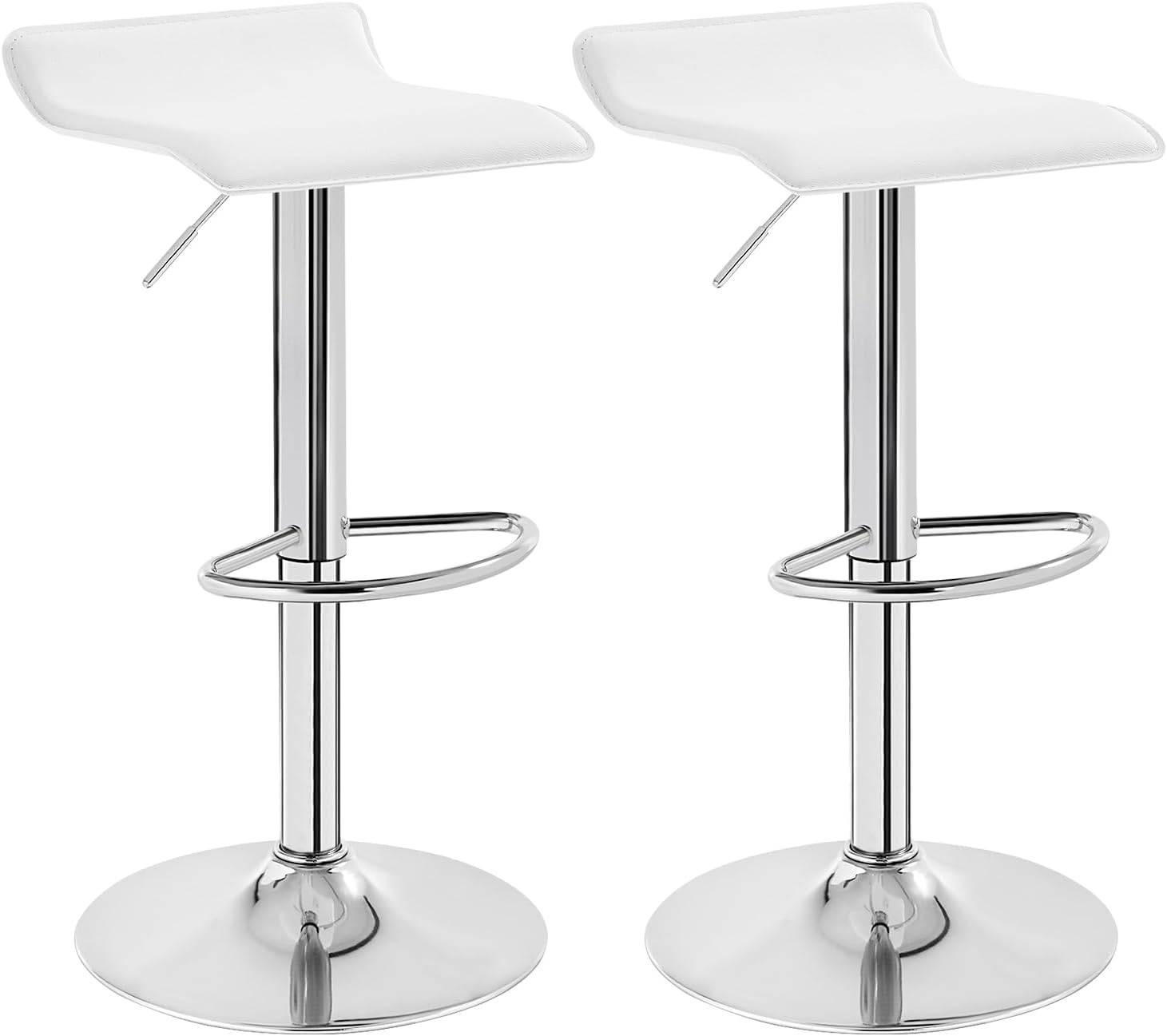 BARHOCKER 2er Set, Höhenverstellbarer, aus Kunstleder Metall - Weiß, Metall (38.5/84/39.5cm) - Woltu