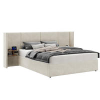 POLSTERBETT 160/200 cm aus Samt mit USB, Steckdosen und 2 Nachttischen Beige - Beige, Textil (160/200cm) - Modenvie