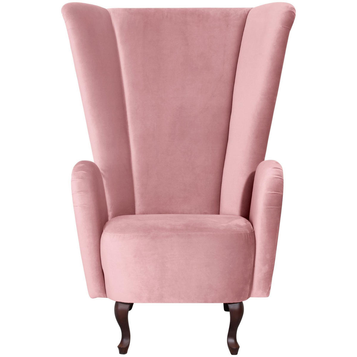 HOCHLEHNSESSEL Kailey Bezug Samtvelours Buche nussbaum dunkel / rosé - Rosa, Kunststoff (96/122/89cm) - 58aufmkessel