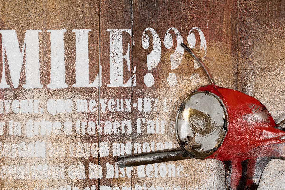 WANDBILD Rot 80/80 cm - Rot/Braun, Holz/Metall (5/80cm) - KUNSTLOFT