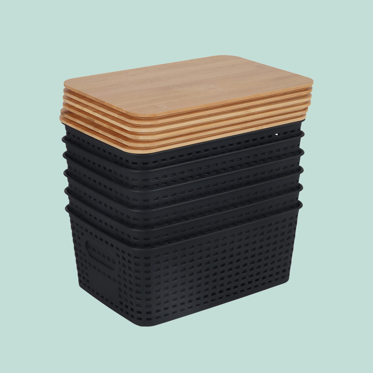 AUFBEWAHRUNGSBOX - Schwarz, Holz/Kunststoff (25.5/10.5/18cm) - Relaxdays