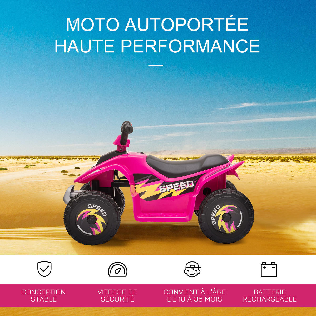 ELEKTRO-QUAD DE-13017 Vor-/Rückwärtsgang Rosa - Pink, Kunststoff (72/40/45.5cm) - ComfortXL