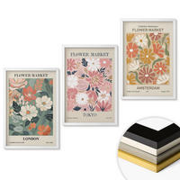 WANDBILDER 3er-Set - 40x60 cm Weißer Rahmen - Blumenmuster London Tokio Amsterdam - Weiß, Kunststoff (40/60cm) - ArtPrintCave