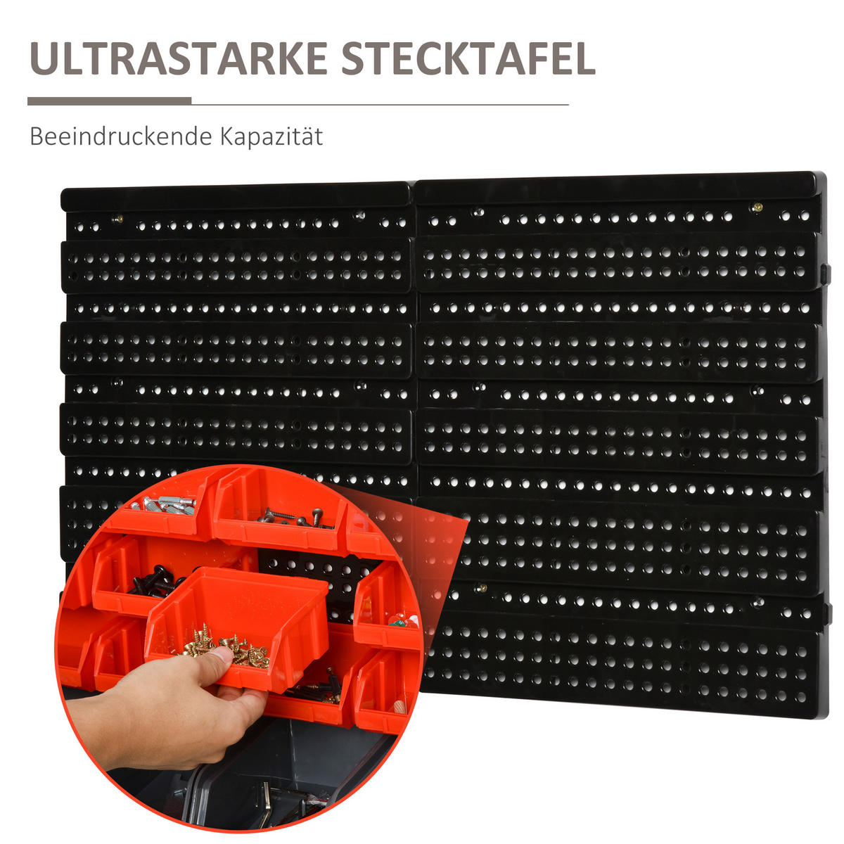 LAGERSYSTEM, Wandregal, Werkstatt, Rot+Grau+Schwarz - Multicolor, Kunststoff (18/63/37.5cm) - DURHAND