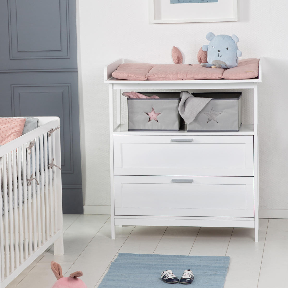 BABYZIMMER-SET Hamburg mit Schubladen, 2-teilig - Weiß, Holzwerkstoff (66/76/123cm) - Roba