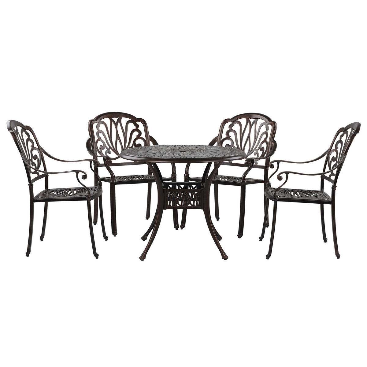 GARTENMÖBEL SET 4-Sitzer Aluminium dunkelbraun Ancona - Beige/Braun, Metall - Beliani