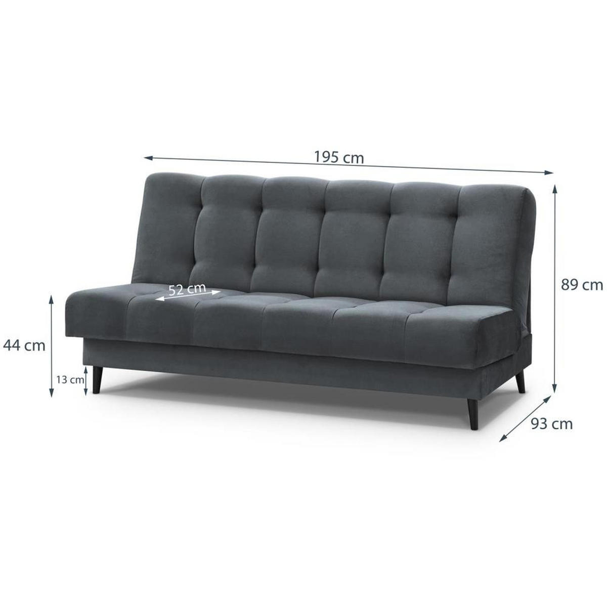 3-SITZER Schlafsofa Nancy grau - Grau, Holz/Textil (220/89/93cm) - Beautysofa