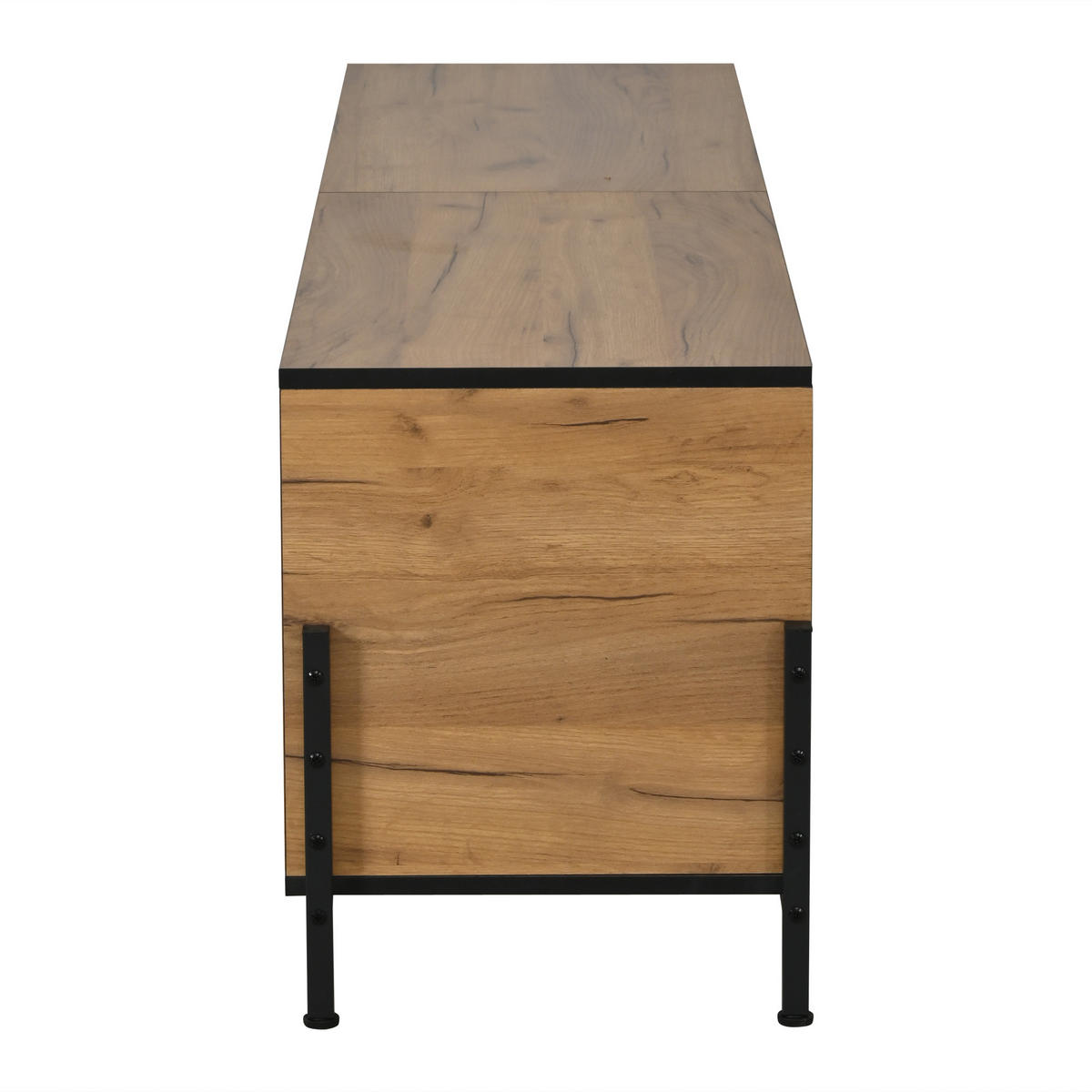 TV-LOWBOARD 153x40x50 cm Holz Schwarz 4 Türen Geometrisches Design - Naturfarben, Holzwerkstoff (40/50/153cm) - FLIEKS