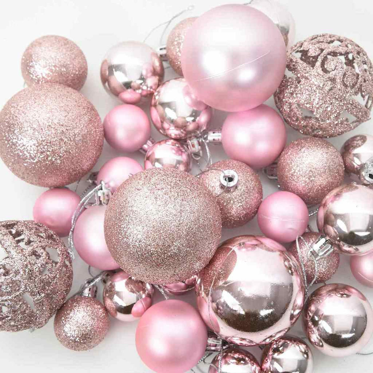 WEIHNACHTSKUGELSET 61 -teilig Rosa Kunststoff - Rosa, Kunststoff (6/27/6cm) - vidaXL