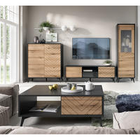 WOHNZIMMER-SET 4-TLG. Dale-160 - Schwarz, Holzwerkstoff (414/178/68cm) - Lomado