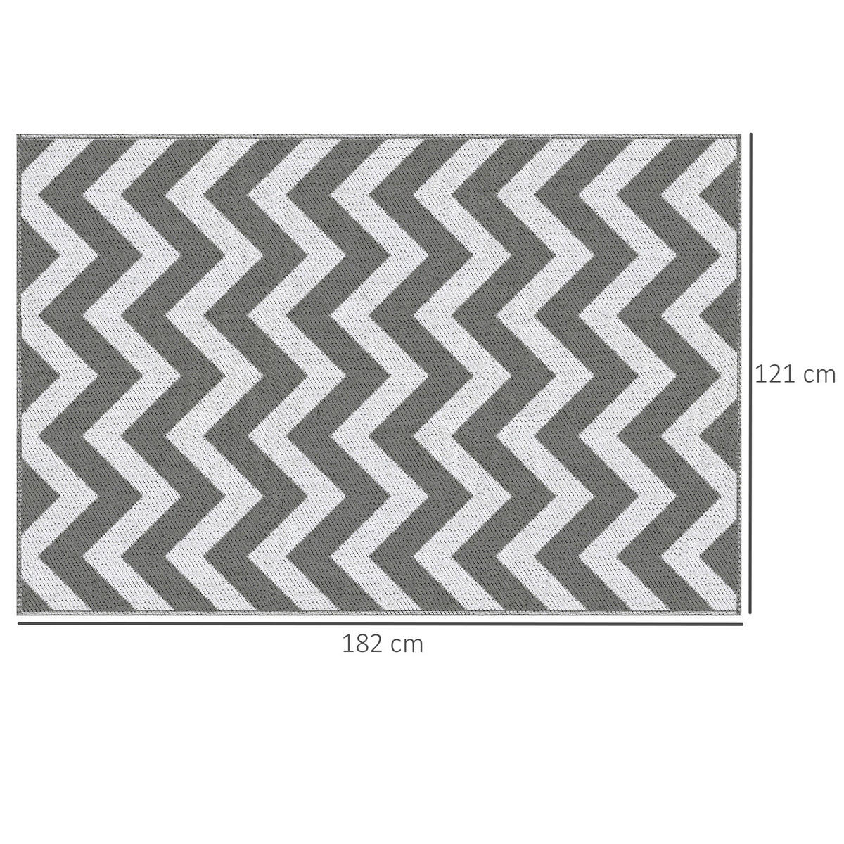 OUTDOORTEPPICH, 310g/m² PP, Hellgrau+Weiß - Hellgrau/Weiß, Kunststoff (182/121cm) - Outsunny