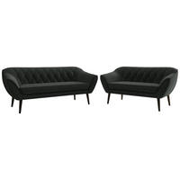 SEDACIA ZOSTAVA 3+2 PIRS - Tmavosivá Štruktúrovaná látka - Čierne nohy - čierna/grafitová, kompozitné drevo/textil (180/75/74cm) - MKS