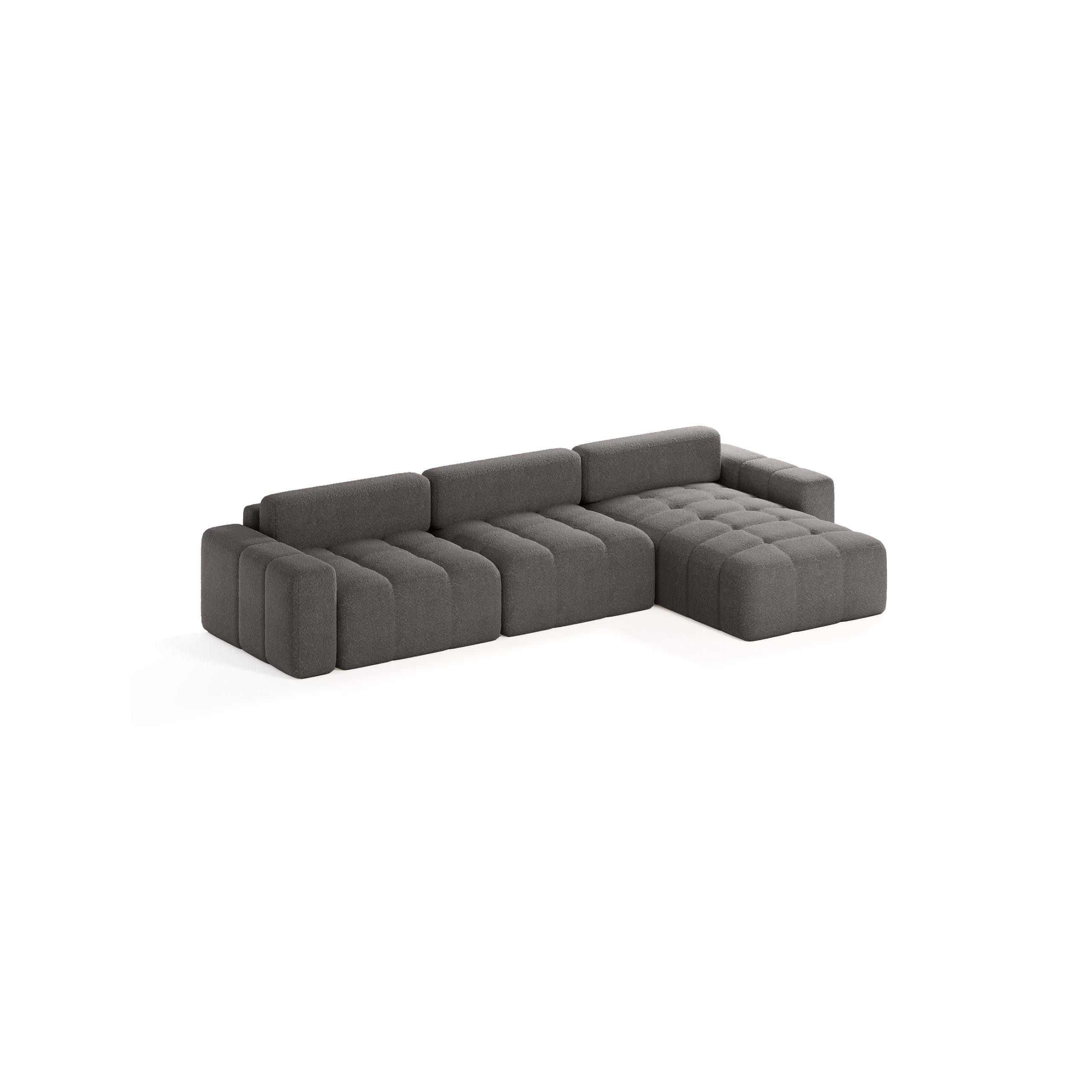 ECKSOFA Bouclé-Stoff 8 Sitzer Bornum So, Grau - Grau, Textil (346/170cm) - Meblito