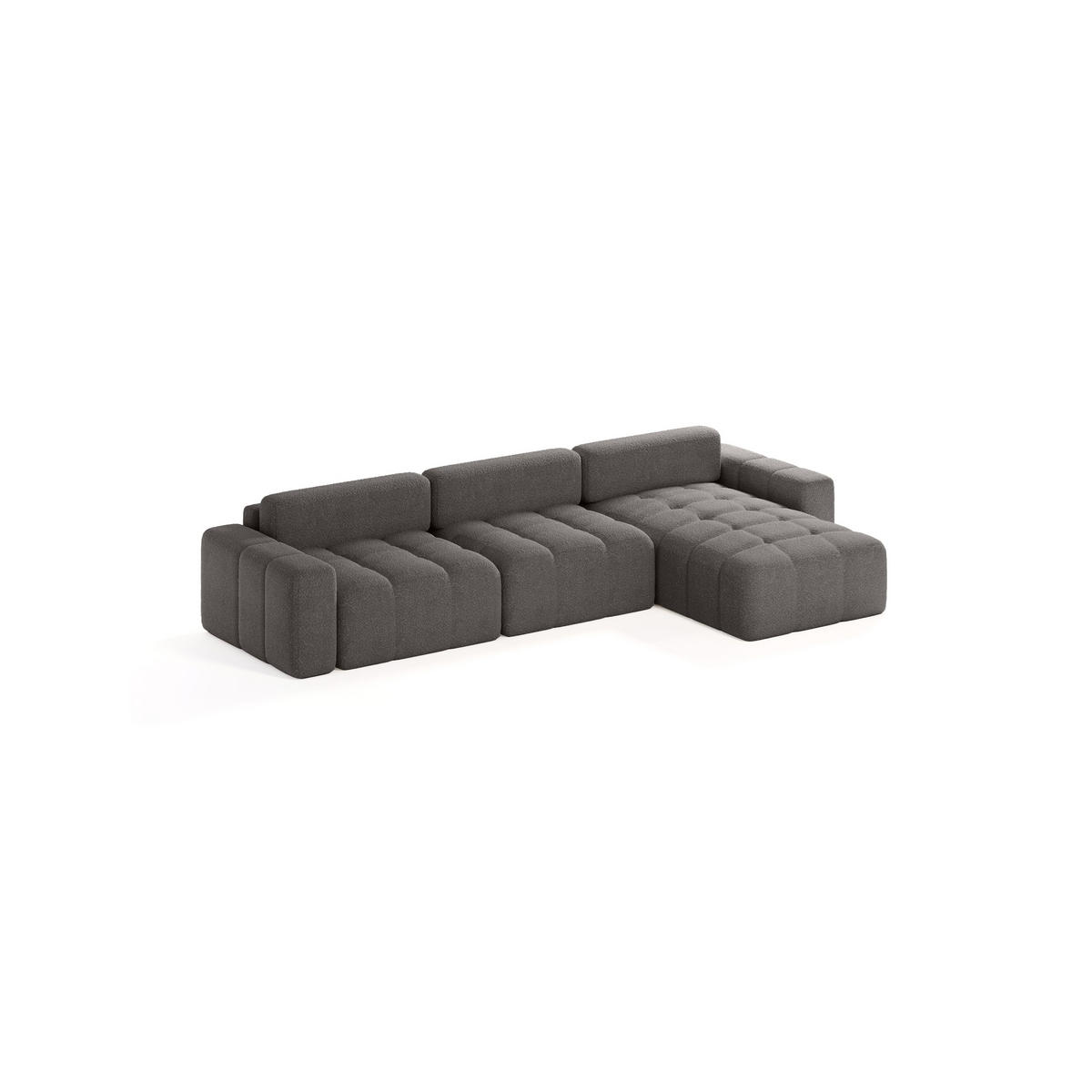 ECKSOFA Bouclé-Stoff 8 Sitzer Bornum So, Grau - Grau, Textil (346/170cm) - Meblito