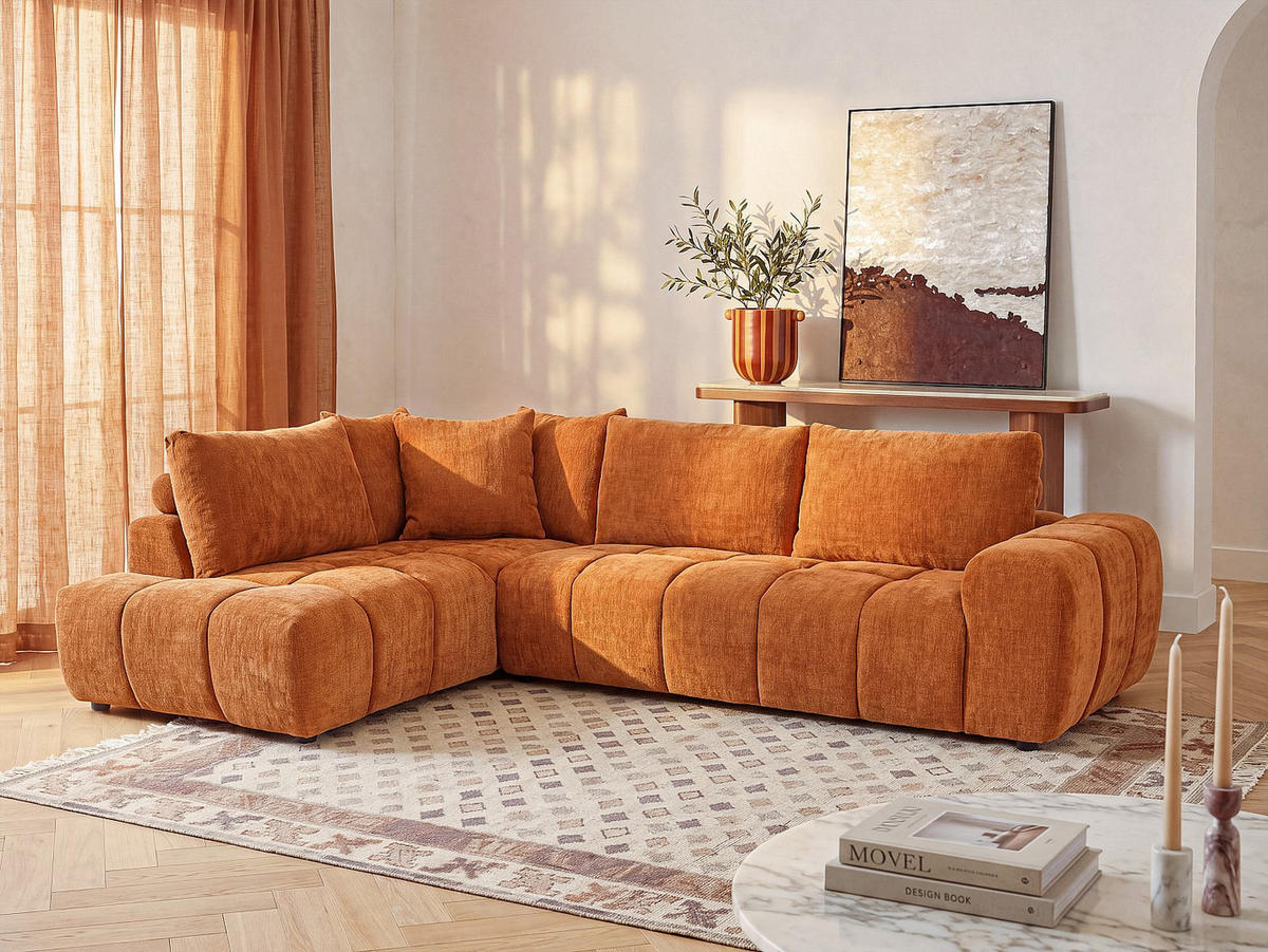 SOFA - 4 Personen - stoff - terracotta Clenali - Terracotta, Textil (294/95/102cm) - Vente-Unique