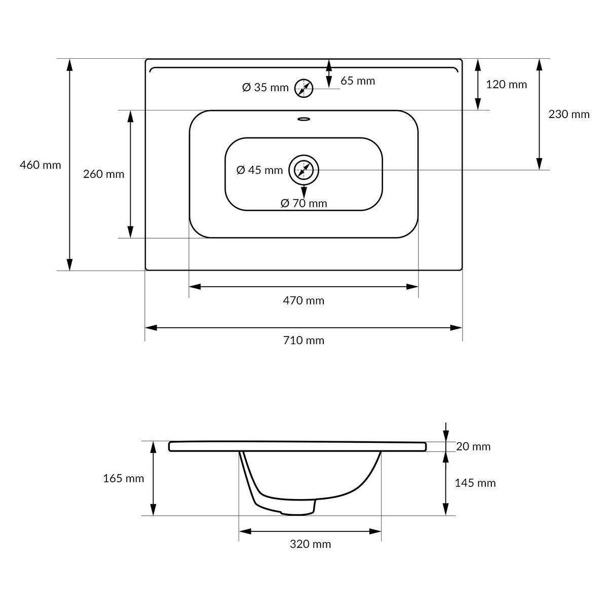 WASCHBECKEN - Weiß, Keramik (46/16.5/71cm) - ML-DESIGN
