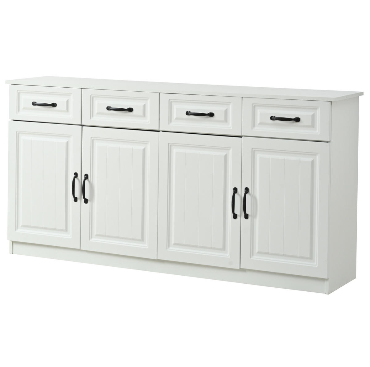 SIDEBOARD 160/35/80 cm weiß aus MDF mit 4 Schubladen und 4 Türen - Weiß, Holzwerkstoff (35/80/160cm) - OKWISH